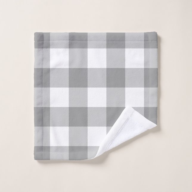Ferme Gris Buffalo Check Plaid Rustique (Gant de toilette)