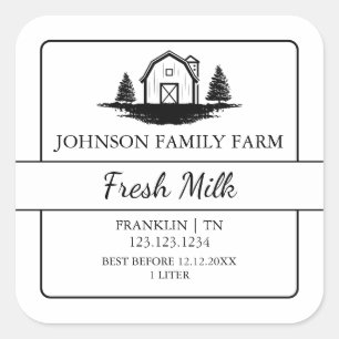 Ferme Lait frais Grange Carré Étiquette