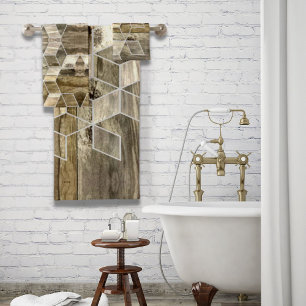Ferme moderne Brown bois Motif géométrique