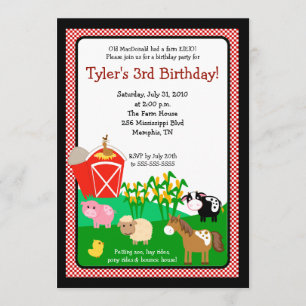Ferme Old MacDonald EIEIO Invitation d'anniversair