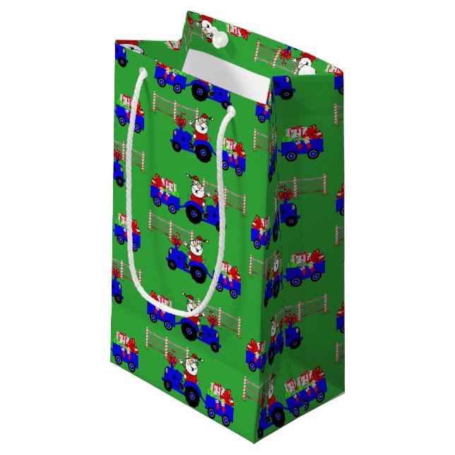 Ferme Père Noël Sur Tracteur Avec Cadeaux Sac Cade (Devant Angle)