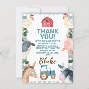 Ferme Plantée Bleue Et Carte de remerciements De T