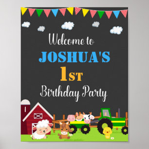 Ferme signe de fête de bienvenue Barnyard affiche