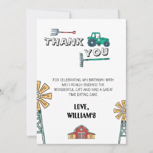 Ferme Sketchy Green Tractor Carte de remerciements