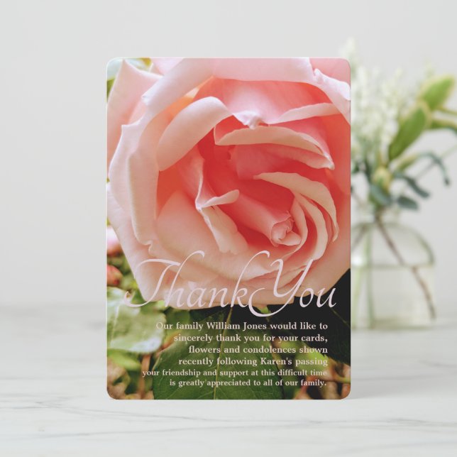 Fermer la Carte de remerciements rose Rose (Debout devant)