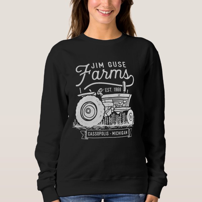 Fermes de JIM Guse - blanc sur le sweatshirt noir (Devant)