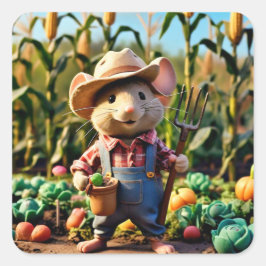 Fermier de souris adorable dans Sticker de jardin