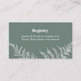 Fern Botanische Bridal Registrierungskarte Visitenkarte