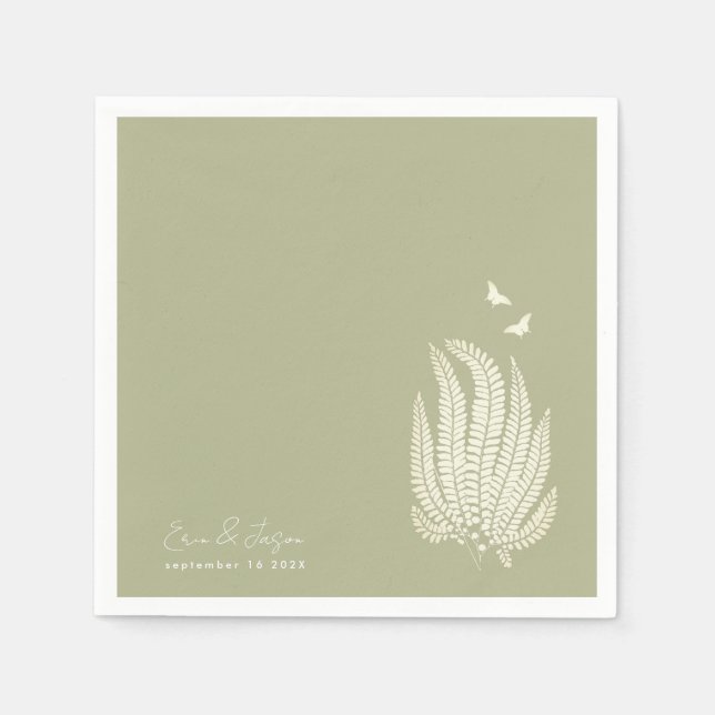 Fern & Butterfliegen | Hochzeitsempfang Napkins Serviette (Vorderseite)