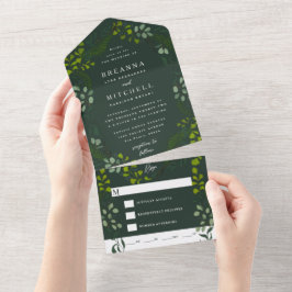 Fern Eukalyptus Hand Gezeichnet Grüne Dunkelgrün All In One Einladung