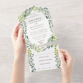 Fern Eukalyptus Hand Gezeichnet Grüne Hochzeit All In One Einladung