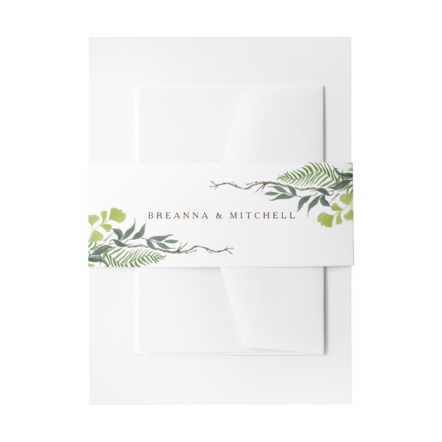 Fern Eukalyptus Hand Gezeichnet Grüne Hochzeit Einladungsbanderole (Vorderseite Beispiel)