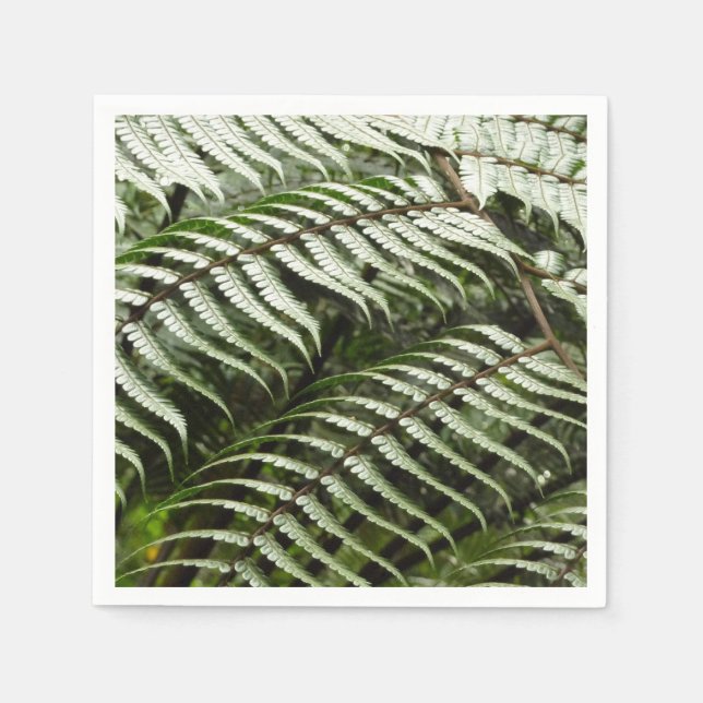 Fern Fronds II Dunkle grüne Natur Serviette (Vorderseite)