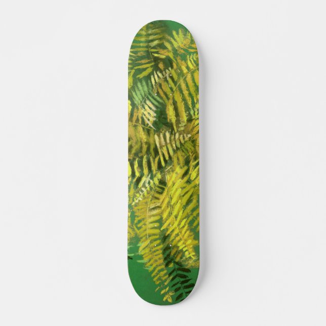 Fern, Fronten, Blumengrün, goldgelb Skateboard (Vorne)