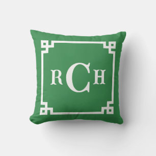 Fern Green Reverse Chinoiserie Griechisches Schlüs Kissen