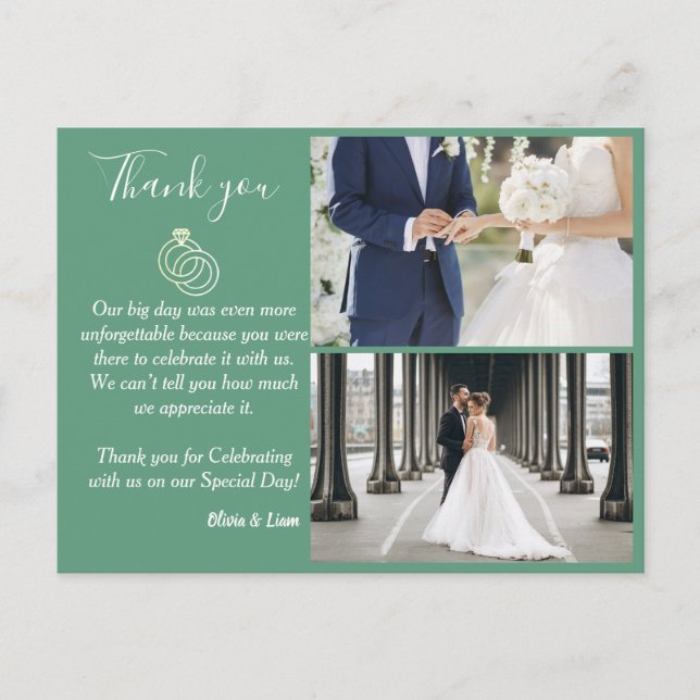 Fern Green Wedding Ring Wedding Danke Postcard Postkarte (Vorderseite)