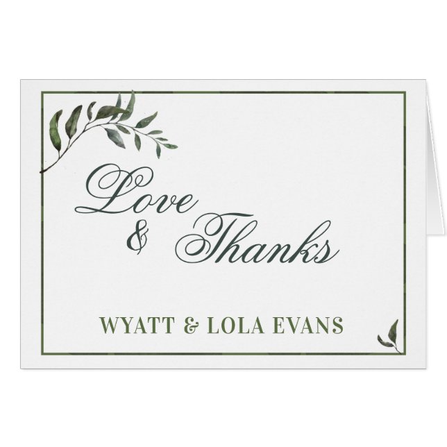 Fern Green Willow Branch Elegant Wedding Vielen Da (Vorderseite (Horizontal))