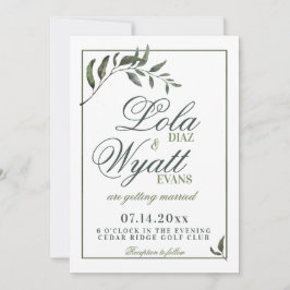 Fern Green Willow Branch Elegante Hochzeit Einladung