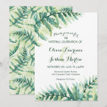 Fern Greenery Watercolor Einladung zur Hochzeit