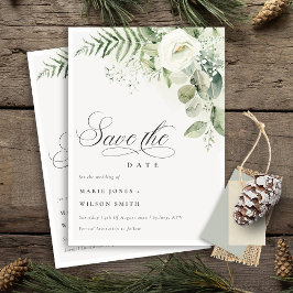 Fern Greenery White Floral Save the Date einladen Dankeskarte