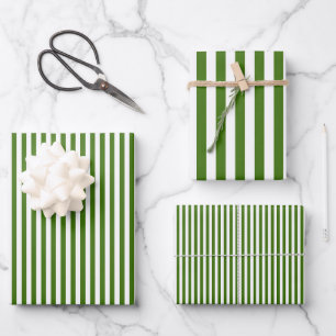 Fern, grün und weiß Streifen Geschenkpapier Set
