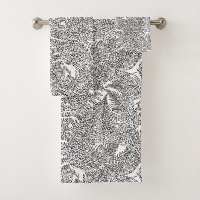 Fern in Schwarz und Weiß Badhandtuch Set (Insitu)