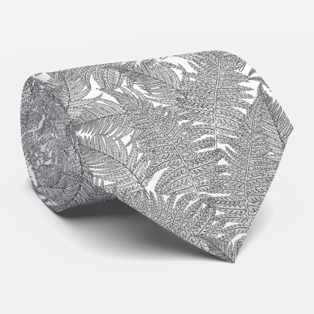 Fern in Schwarz und Weiß Krawatte (Gerollt)