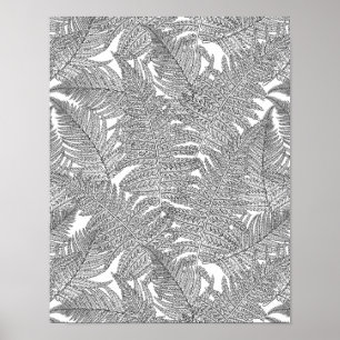 Fern in Schwarz und Weiß Poster