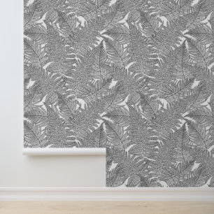 Fern in Schwarz und Weiß Tapete