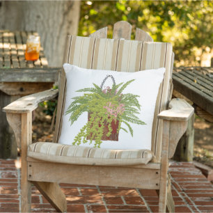 Fern Ivy Hanging Pflanze Botanische Illustration A Kissen