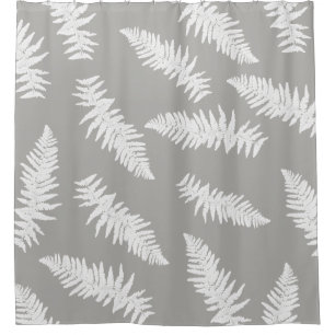 Fern Leaf Grauer Botanischer Muster Duschvorhang