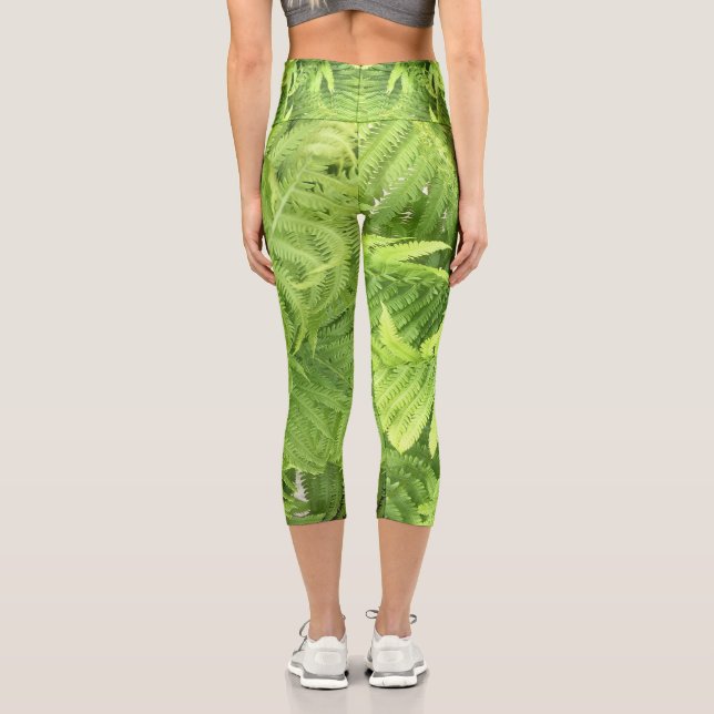 Fern Leaf Hoher Waste Leggings: Garten Fitness Zuh Capri Leggings (Rückseite)