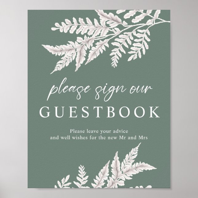 Fern | Moderne Kalligrafie - Gästebuchsignatur Poster (Vorne)