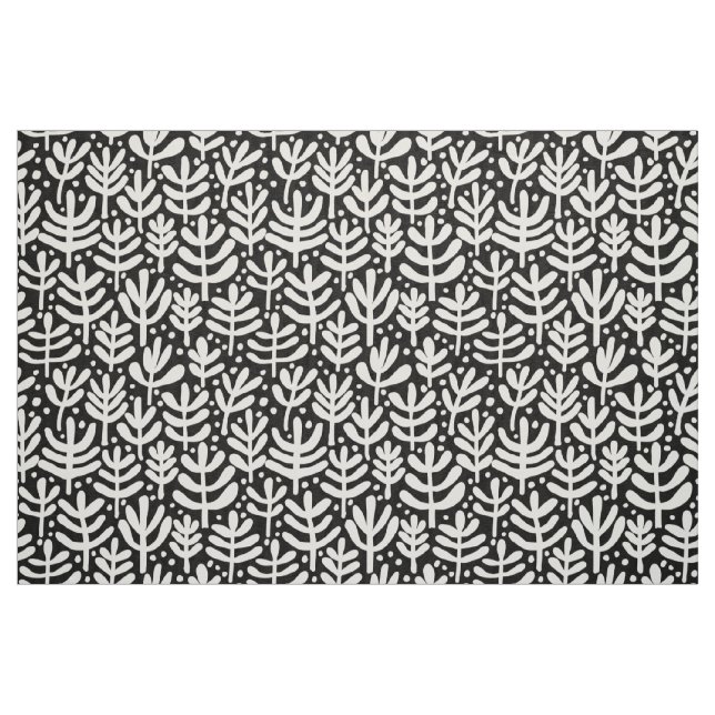 Fern Muster - Weiß auf Schwarz Stoff (Fat Quarter (45,7 x 55,9 cm))