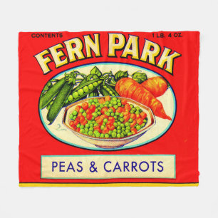Fern Park Erbsen- und Karottenlabel der 30er Jahre Fleecedecke
