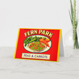 Fern Park Erbsen- und Karottenlabel der 30er Jahre Karte
