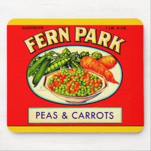 Fern Park Erbsen- und Karottenlabel der 30er Jahre Mousepad