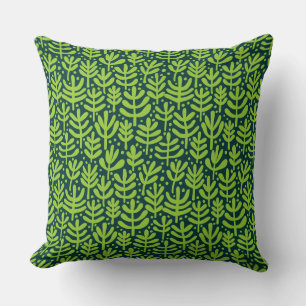 Fern Pattern - Martian Green auf Dunkelgrün Kissen