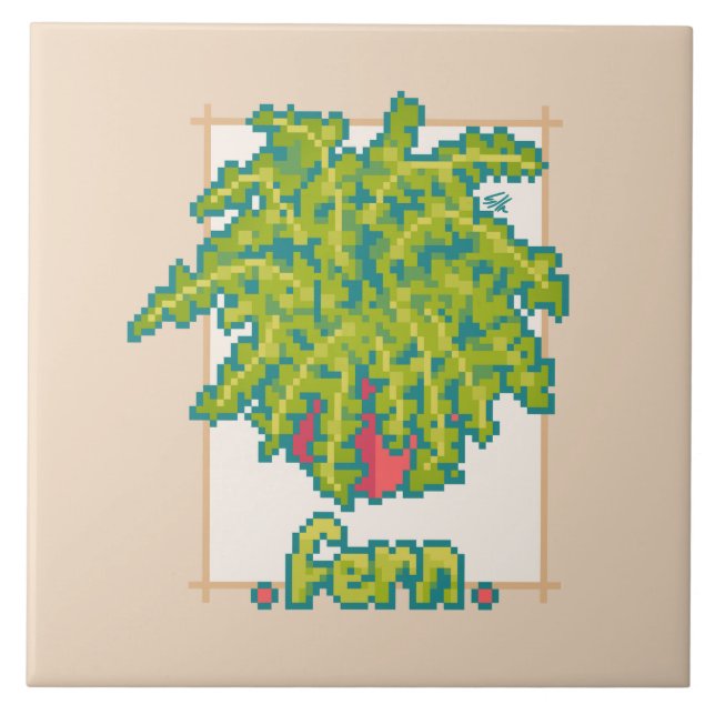 Fern Pixelart  Fliese (Vorderseite)