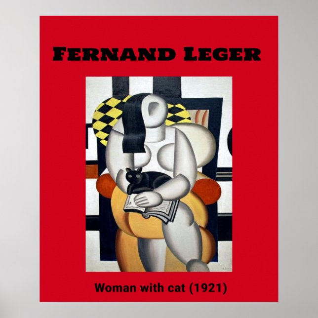 Fernand Leger: Frau mit Katze (1921) Poster (Vorne)