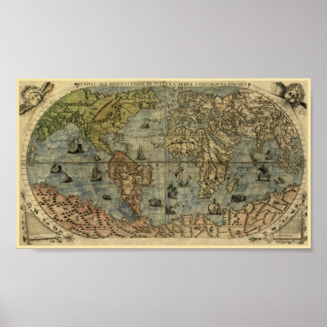 Fernando Bertelli 1565 Map of the World Poster (Vorne)
