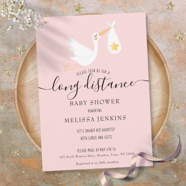 Ferndusche mit Mail Pink Baby Girl Einladung (Long Distance Shower By Mail Pink Baby Girl Invitation)