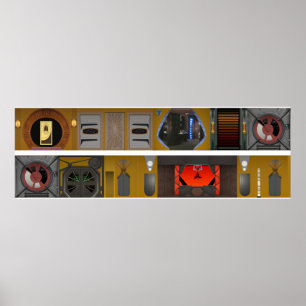 Ferner Weltraumstations-Promenade-Diorama-Hintergr Poster