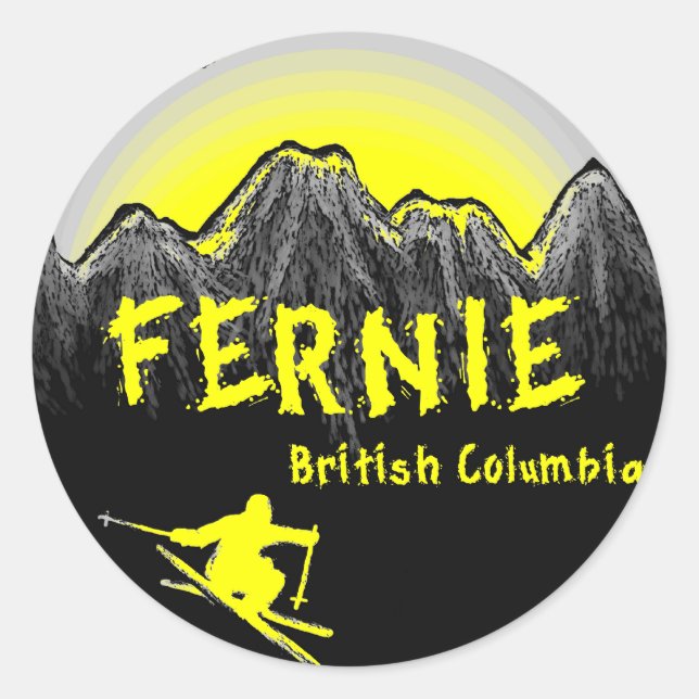 Fernie British Columbia Canada ski Runder Aufkleber (Vorderseite)