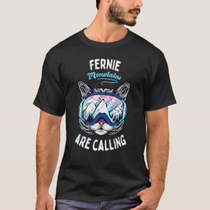 Fernie British Columbia Kanada Skifahren Katze T-Shirt