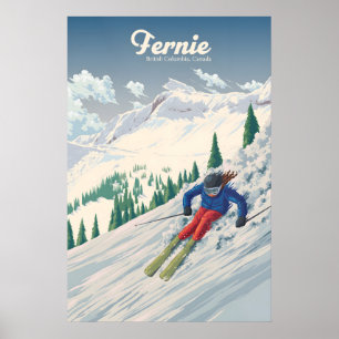 Fernie British Columbia Kanada Skigebiet Reise Poster