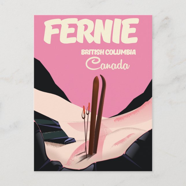 Fernie British Columbia Ski Poster Postkarte (Vorderseite)