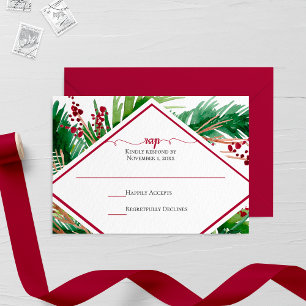 Ferns and Berries Winter Wedding RSVP Card