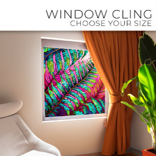 Ferns on Pink Stainted glass art Fensteraufkleber