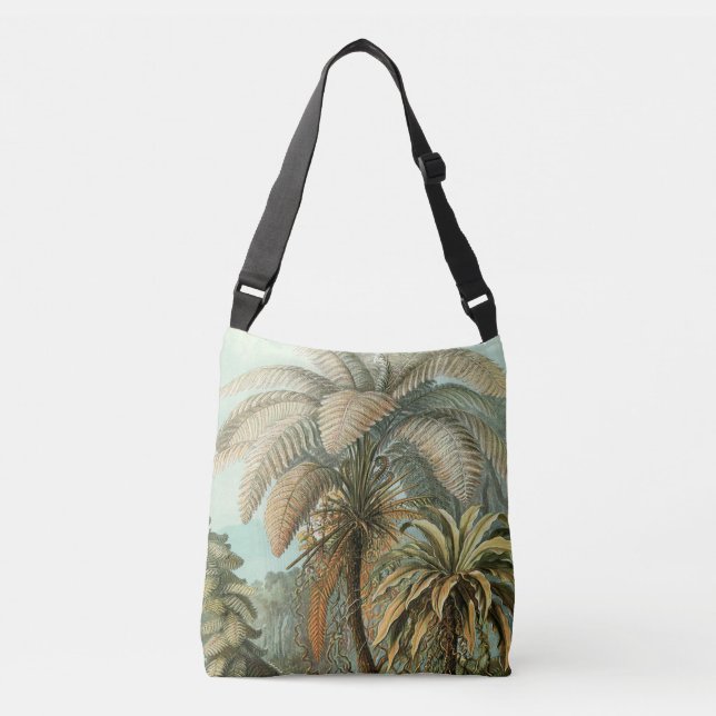 Ferns Palm Tree Antique Botanischer Garten Tragetaschen Mit Langen Trägern (Vorderseite)